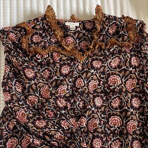 Othilia Floral Ruffle Neck Blouse